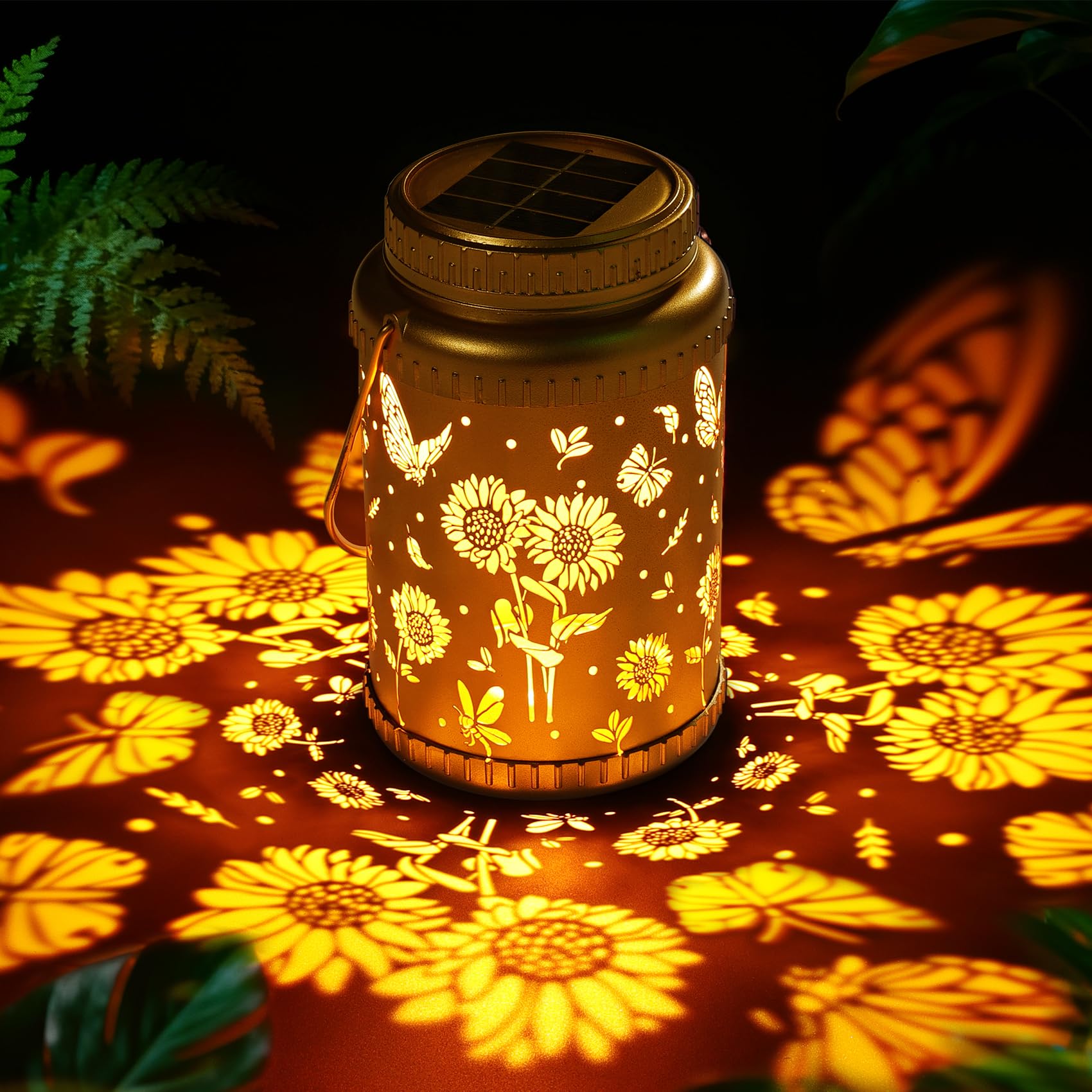 Cooo Landscape Lighting Path Lights Solar Lanterns 6 Pack Outdoor Waterproof Gifts for Women Mom Grandma Solar Lights Decoration Outside for Yard, Patio, Backyard, Porch- Gold Sunflower