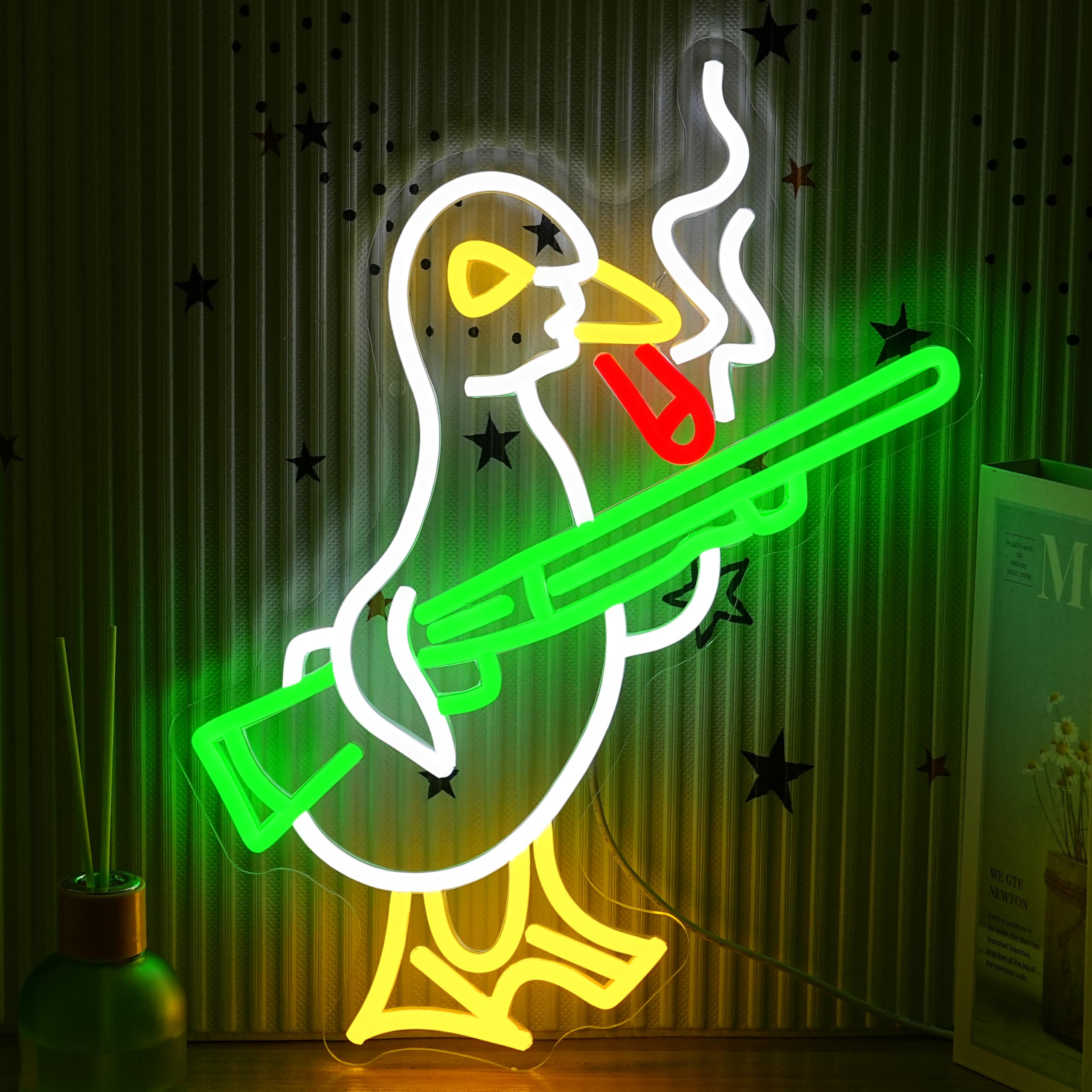 Letrero de neón de pato con interruptor ajustable para sala de juegos, letrero LED con cuchillo alimentado por USB, luz de neón, letrero de luz de neón para el hogar, dormitorio, bar, fiesta