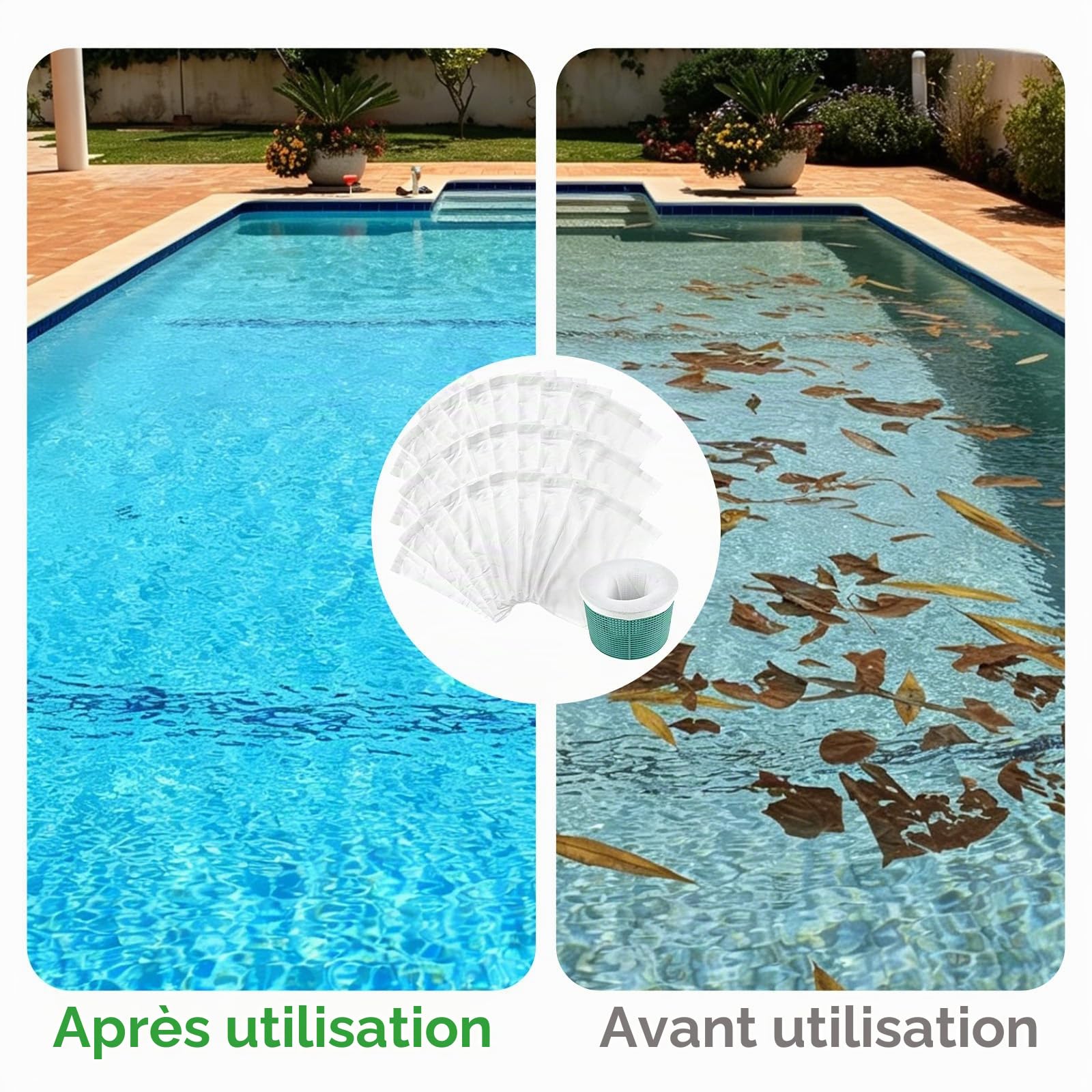 Lot de 30 chaussettes skimmer de piscine, chaussettes filtrantes pour skimmer, étang, nettoyage de la saleté et des feuilles pour piscine, filtre à tamis
