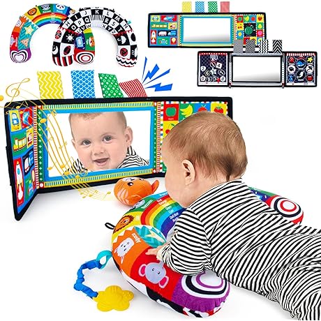 Crinkle Paper Baby Toy: 2-in-1 Tummy Time & Mirror Sensory Development