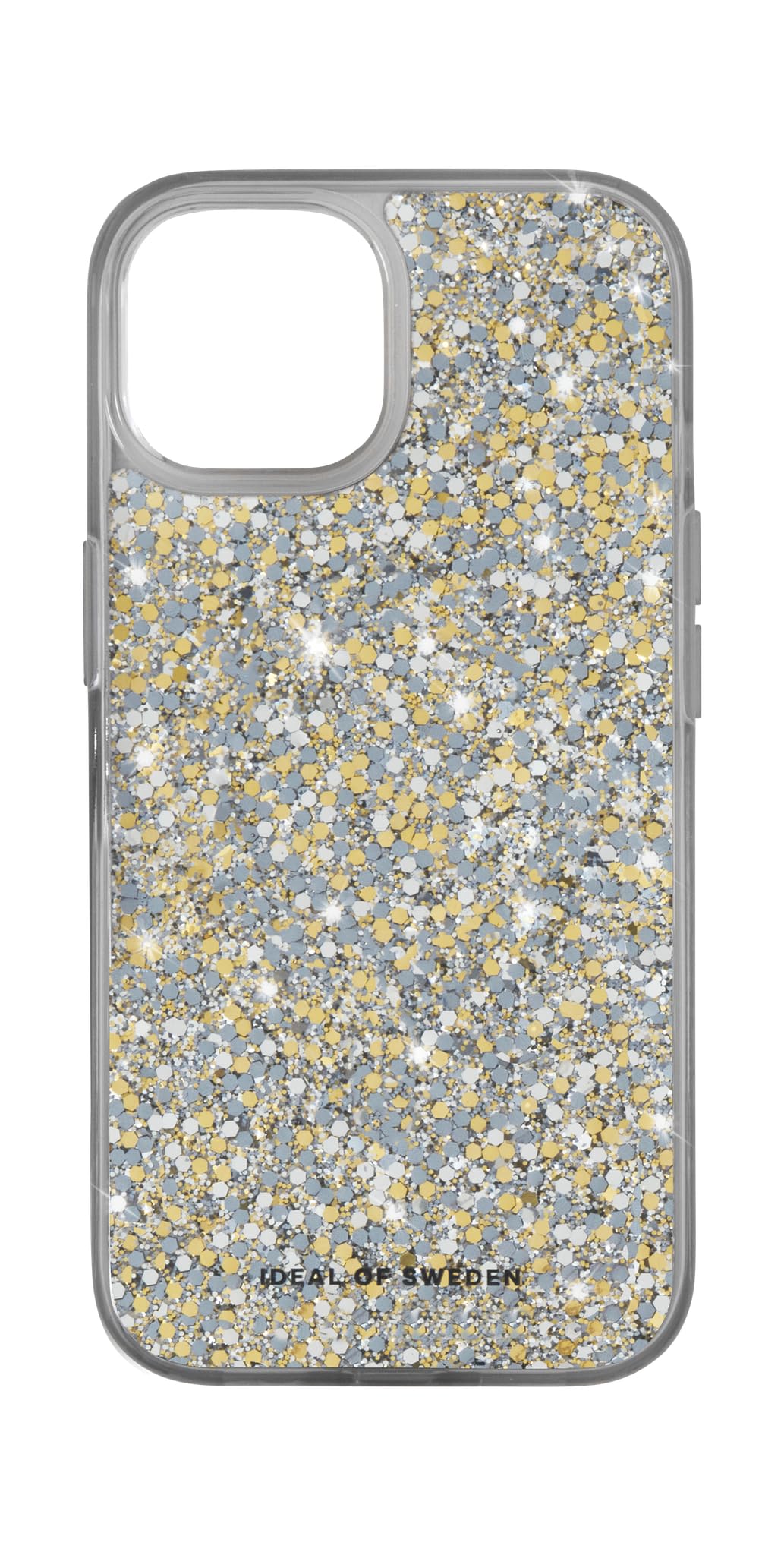 iDeal Of SwedenClear phone case with raised edges and non-yellowing materials, drop tested protective cover with a transparent finish compatible with iPhone 13/14/15 (Glam)