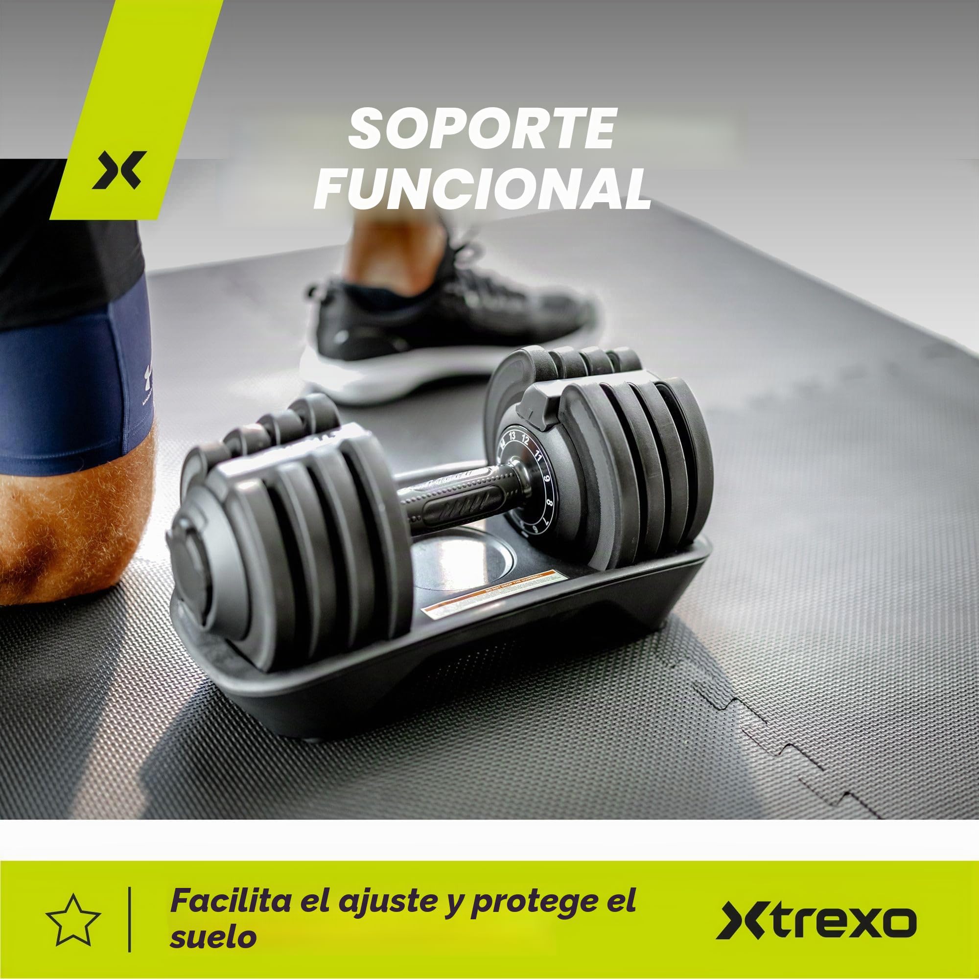 TREXO Mancuerna 18|24|32|40 kg con Pomo de Ajuste de Peso Mancuerna de Hierro para Fitness con Mango Ergonómico Antideslizante
