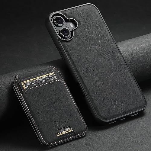 Miniatura 3 de PASNEW Funda para iPhone, tarjetero y tarjetero, compatible con Magsafe de cuero de carga inalámbrica, a prueba de golpes, para mujeres y hombres, S