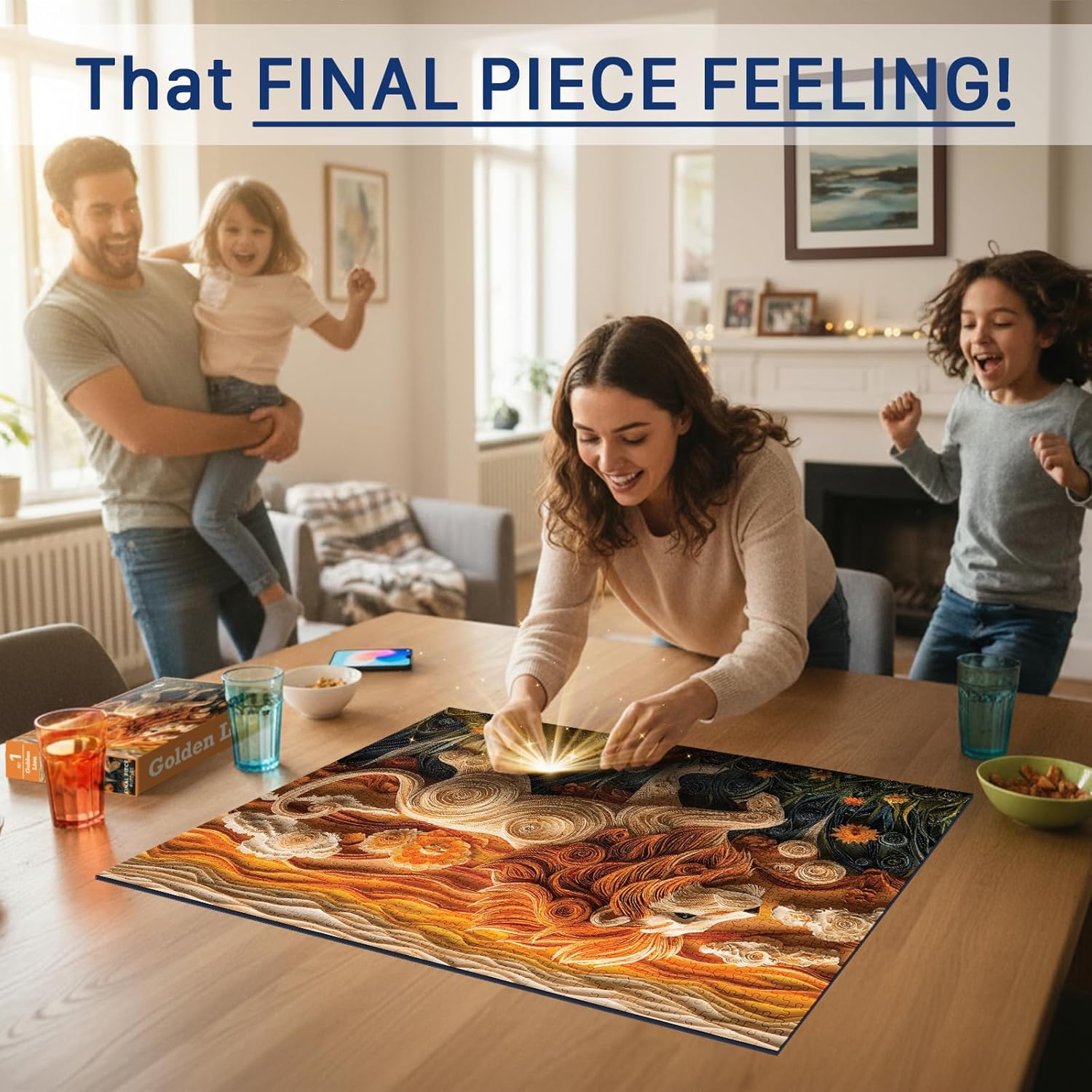 Golden Lion (#1) – 1000 Piece Jigsaw Puzzle for Adults | Premium European Blue Board | Satin Low-Glare Finish | Ribbon Cut | Bonus Poster | Display-Worthy Box | Printed in USA | Final Piece Puzzles