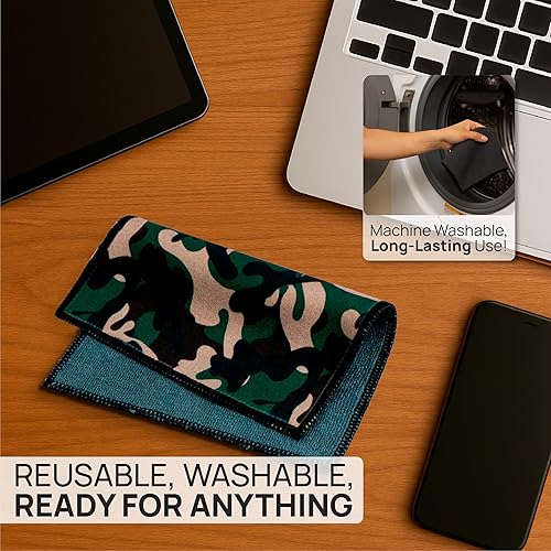 Miniatura 4 de Paño de microfibra de Buff, pack de 2 con estuche, gamuza de microfibra ultrafina de doble cara, diseñada para lentes, celulares, tablets, lentes,