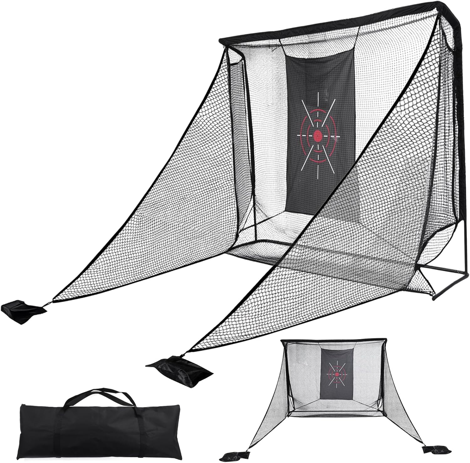 Golf Net 10x7ft Golf Practice Net with Side Barriers & Target Cloth Portable Hitting for Backyard Garage Indoor Improve Swing Putting Pitching Gift for Men & Golfer