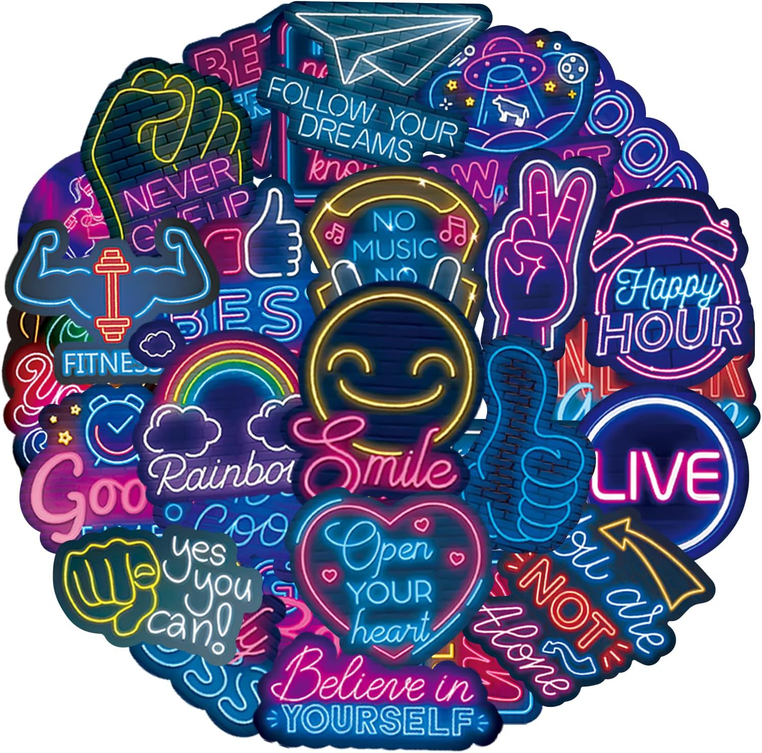 100 PCS Neon Motivational Stickers for Teens Adults Kids Positive Quotes Sticker Pack Waterproof Vinyl Decals for Water Bottle Laptop journaling Scrapbook Cups Phone Skateboard Planner Computers iPad
