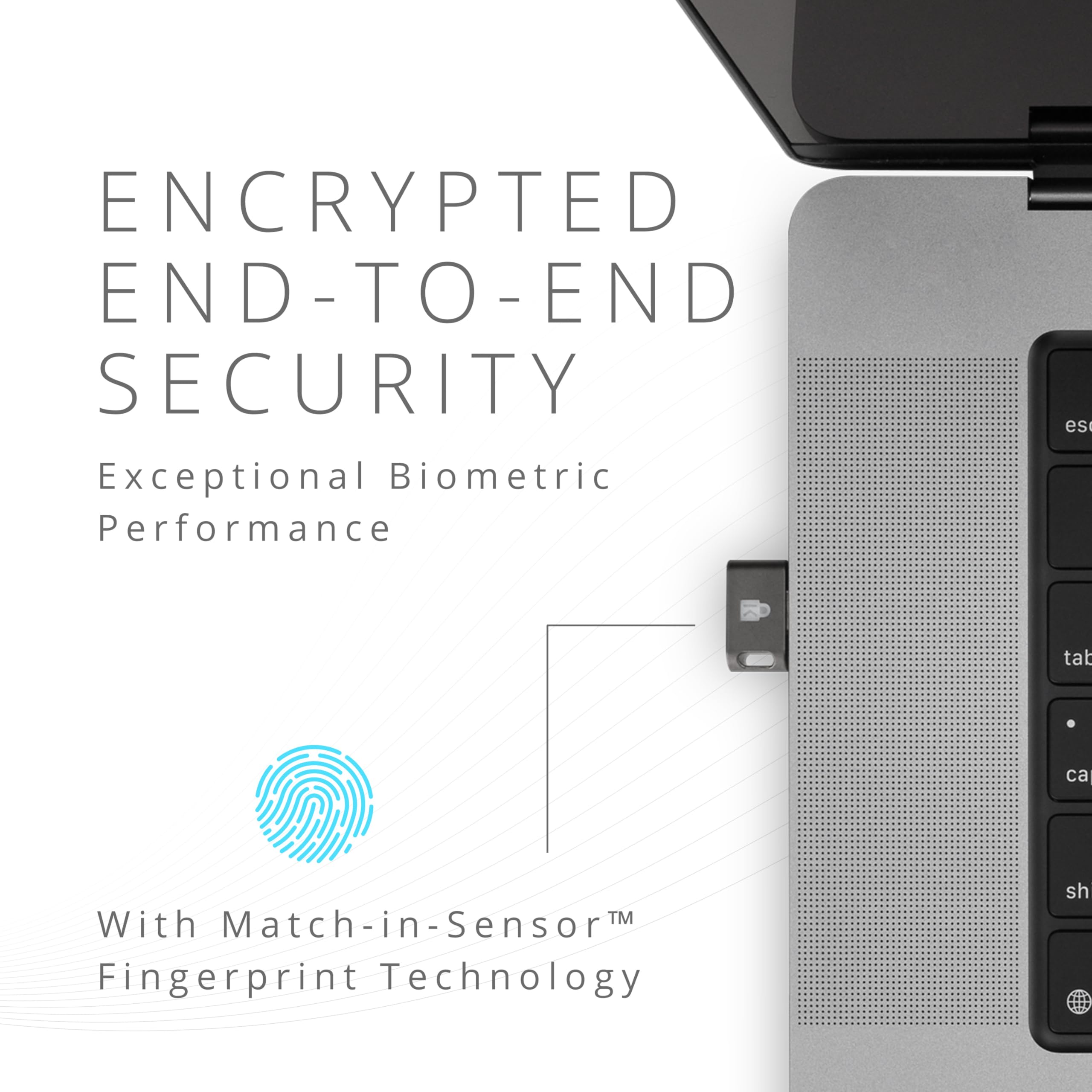 Kensington VeriMark Guard Llave de Seguridad USB-C con Huella FIDO2 | WebAuthn/CTAP2 y FIDO U2F, para Google, Microsoft, PC, tabletas e iPad