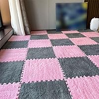 Vista 6 de 10 piezas Alfombrilla de Espuma de Rompecabezas de Felpa para Suelo, Baldosas de Espuma Cuadradas Entrelazadas Suaves y Esponjosas, Alfombras