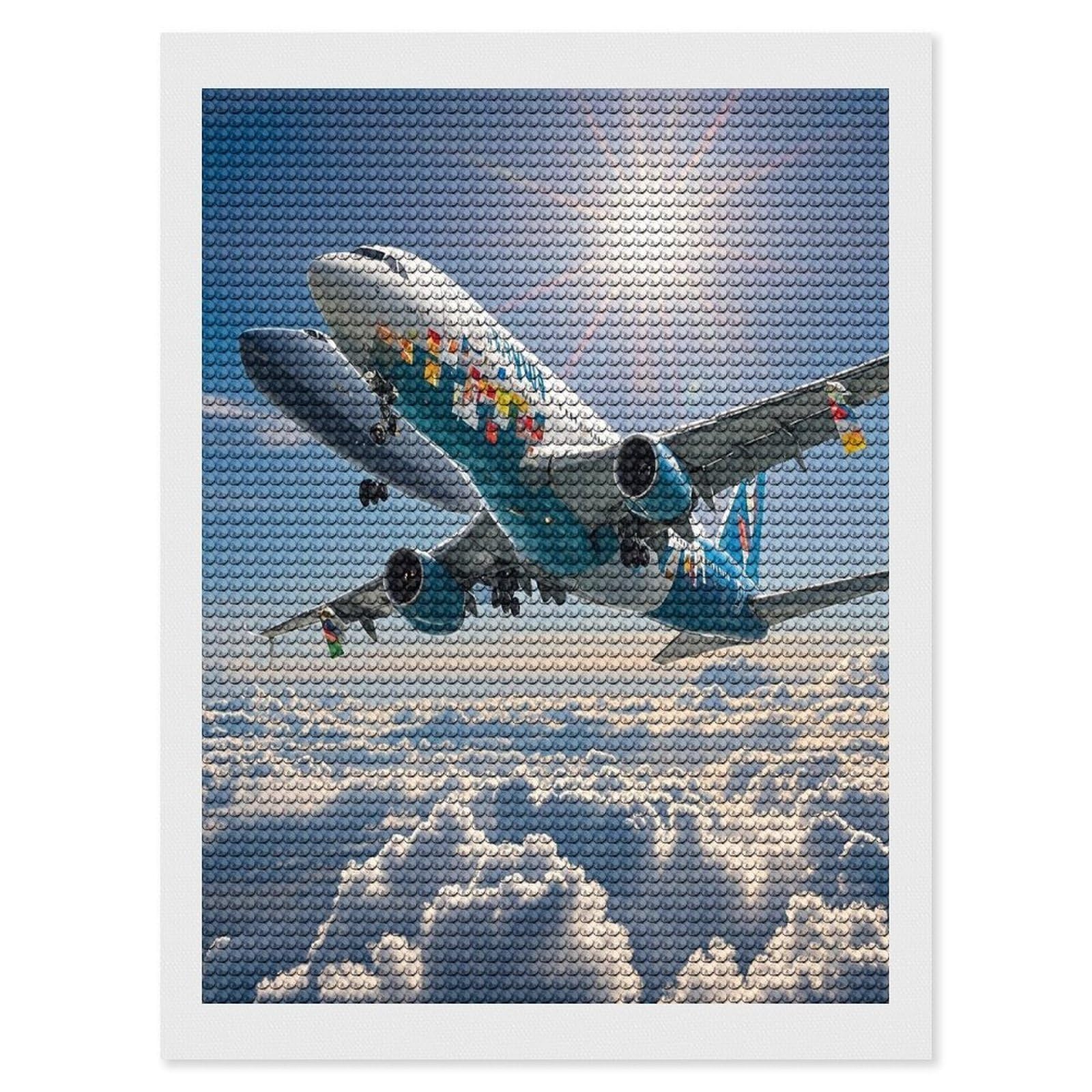 FekiLoot Airplane Diamond Painting Kits for Adults Full Round Drill Diamond Art Kits for Beginners 5D DIY Diamond Dots Paintings Diamonds Pictures Gem Art Home Wall Decor 12"x16"