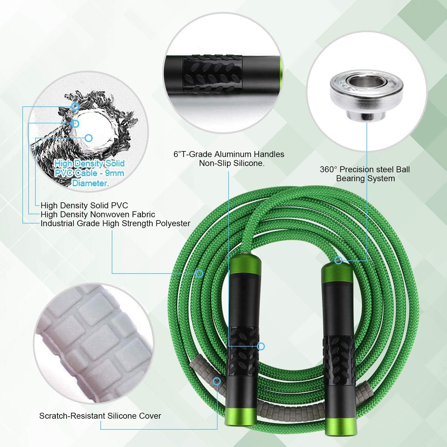 Weighted Jump Rope 1LB,Heavy Jump Rope 3M Adjustable Length Bearing Tangle-Free Skipping Ropes with Cooling Towel for Adult Fitness,Crossfit, Boxing, MMA, Fitness Workout, Cardio Exercise