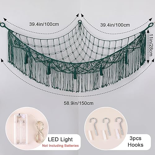 Miniatura 5 de Basumee Hamaca de animales de peluche, esquina con borlas, organizador de almacenamiento de juguetes, red colgante para almacenamiento de animales