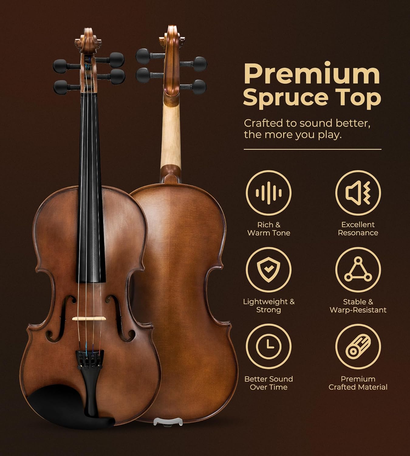 Vangoa 1/4 Kids Violin Set for Beginner Children Student Quarter Size Acoustic Violin Starter Kit with Case, Rosin, Bow, Strings, Mute, Fingerboard Stickers, Natural
