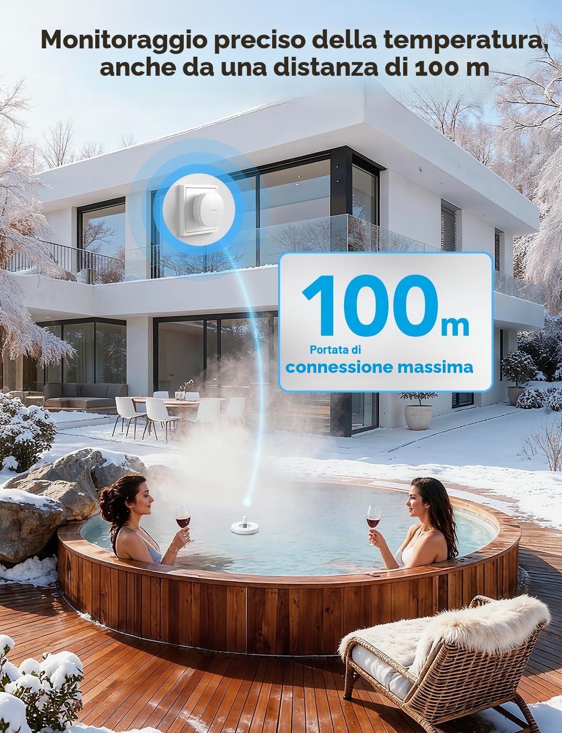GoveeLife WiFi Termometro Digitale Radio per Piscina P1 | con impermeabilità IPX7,Controllo App, allarme di notifica per vasca da bagno, acquario, vasca idromassaggio e spa