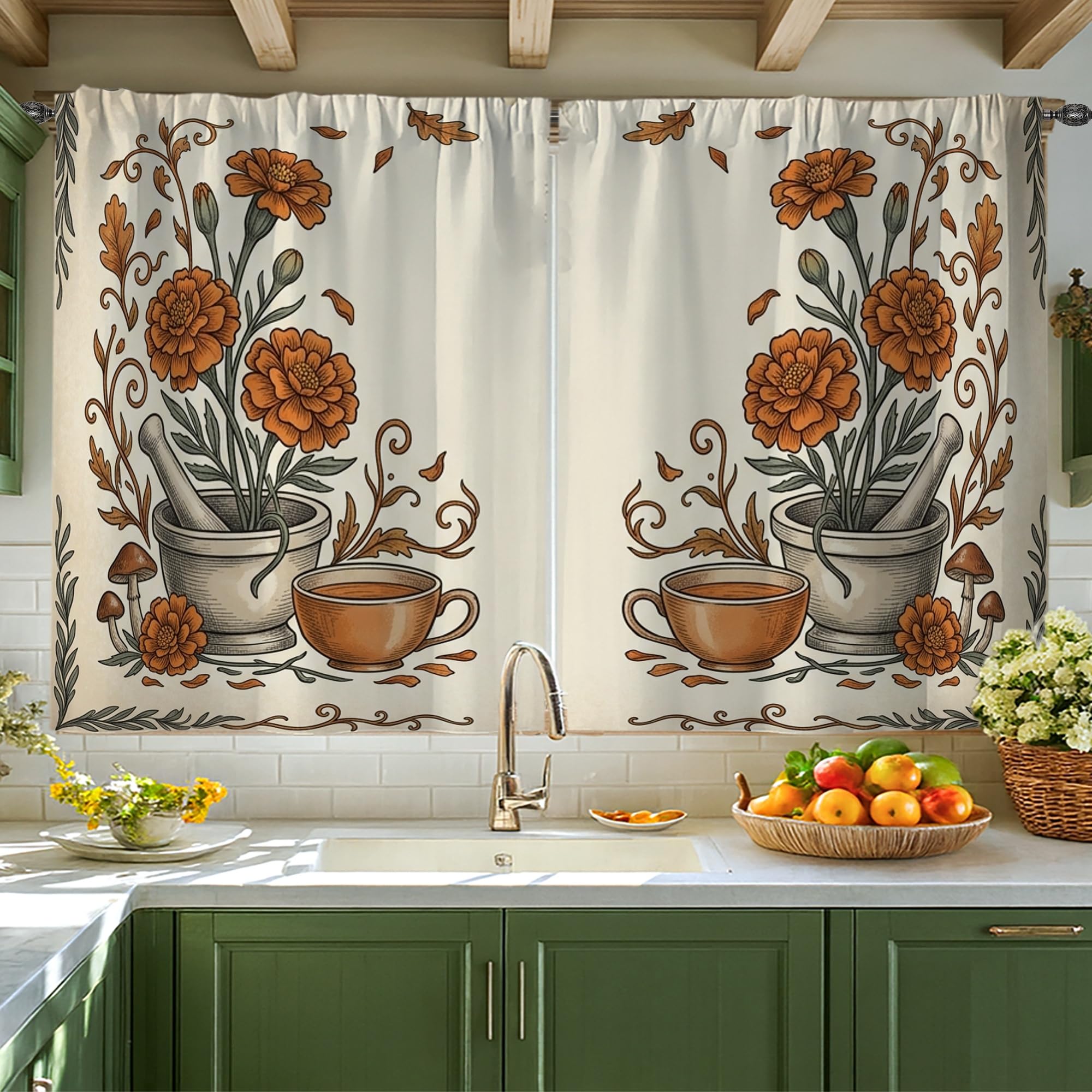 Rideaux de cuisine au style traditionnel rideau rustique élégant 106x114 cm