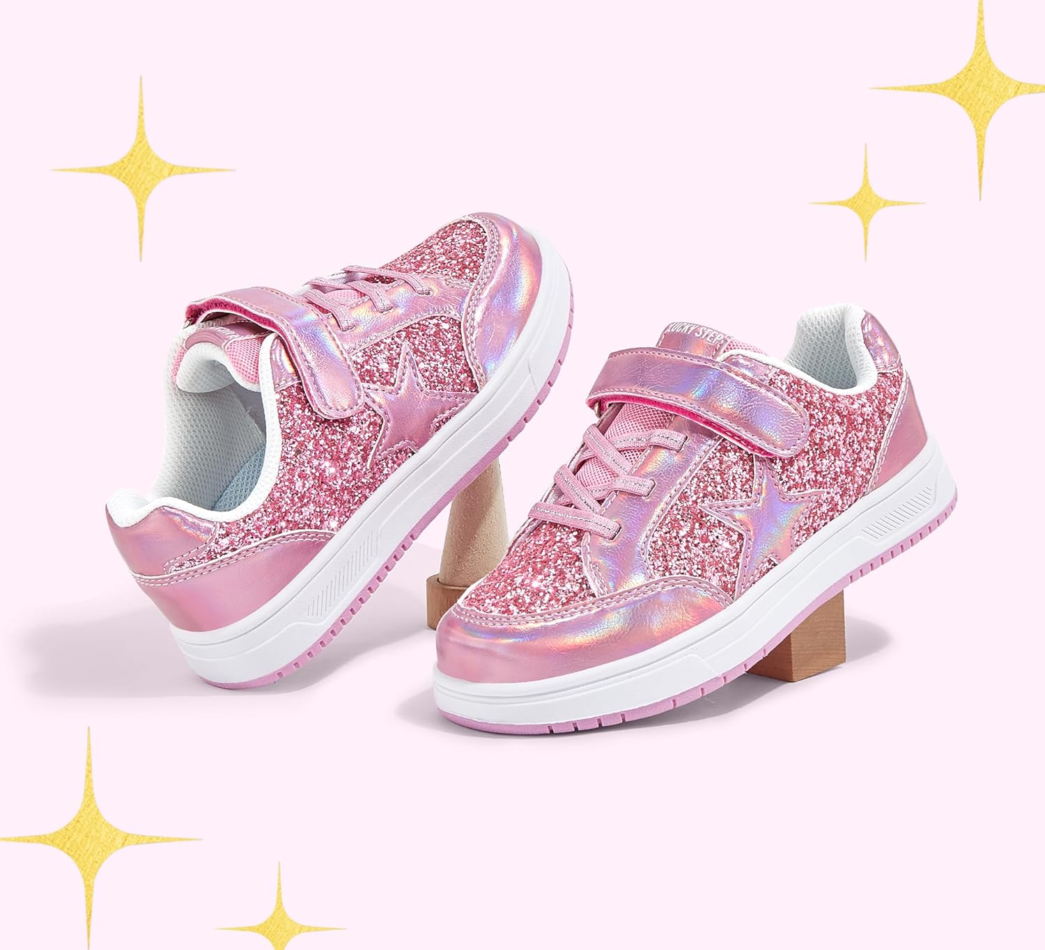 LUCKY STEP Kid's Glitter Walking Shoes Shiny Sparkly Sequins Fashion Sneakers Hook and Loop Athletic Unisex-Child Casual Running for Children/Boys/Girls - Image 8