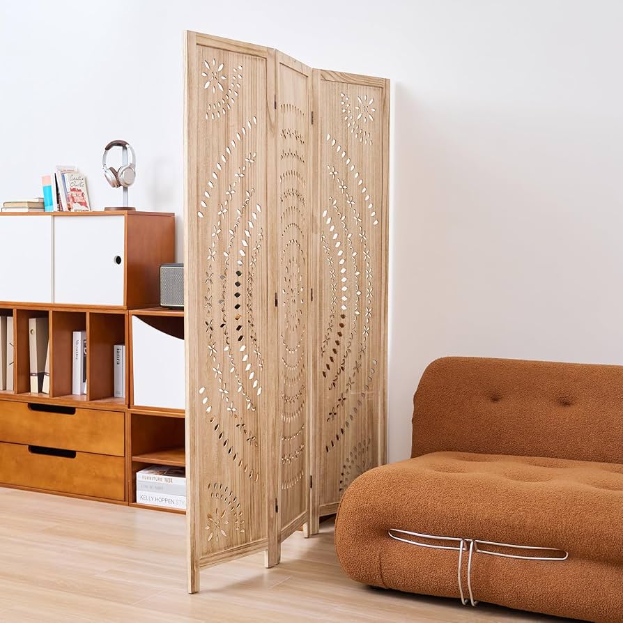 Amazon.com: 66.9Inch Folding Room Divider, 3 Panels Wood Carved
