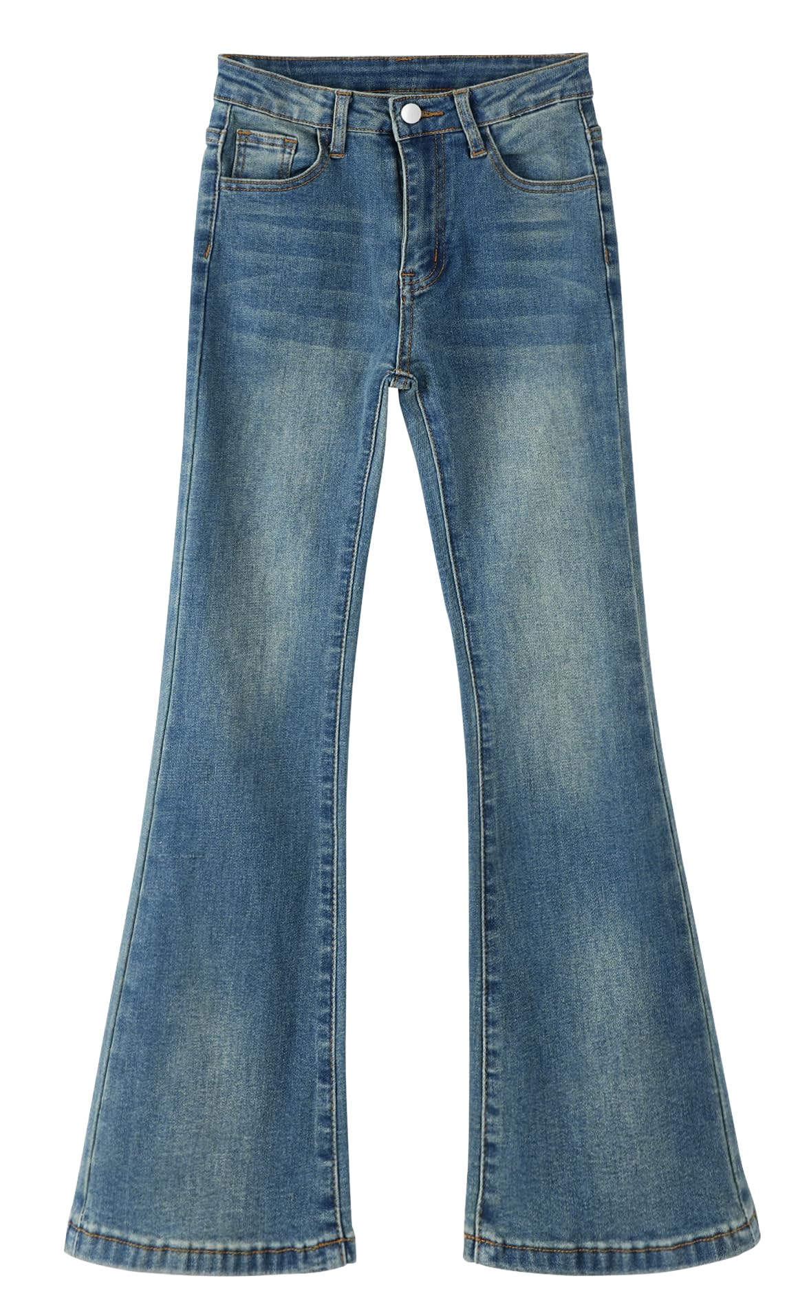 Maeau Jeans svasati casual retrò in denim svasato pantaloni a vita alta pantaloni jeans svasati con tasche