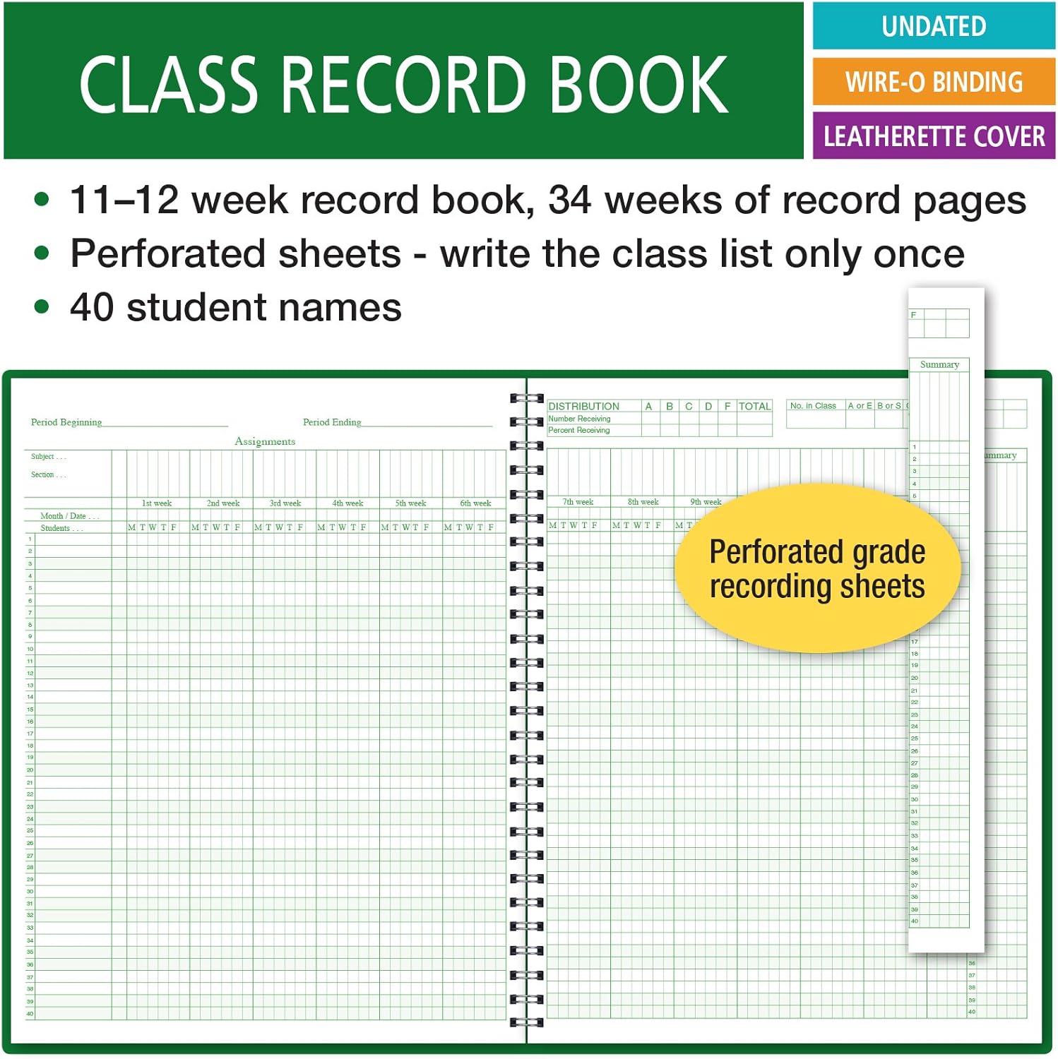 Class Record Book for 12 Weeks. 40 Names. (R1200) : Office Products