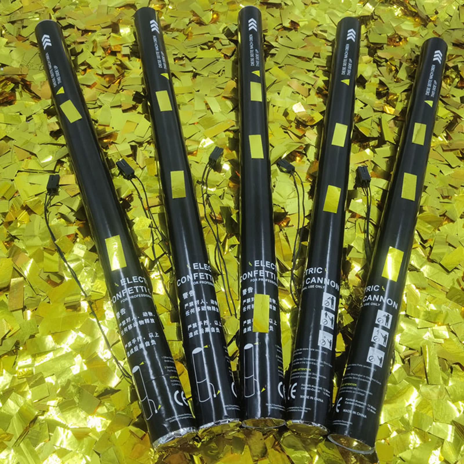 25 Stück Elektronisches Mehrfarbiges Konfetti, 80 CM/31,5 Zoll Biologisch Abbaubarer Mischfarben Konfetti Shooter für Hochzeiten, Halloween, Weihnachten, Bar, Bühneneffekt,Gold