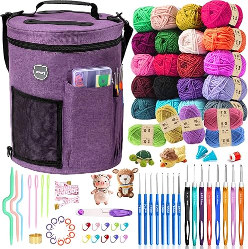 79Pc Crochet Kit,Crocheting Starter Kits with Waterproof Bag & Accessories