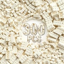 300 Piece White Building Bricks, 6 Size Classic Mixed Building Block Set, Compatible with Lego and Major Brands, Suitable for Boys and Girls Over 6 Years Old White