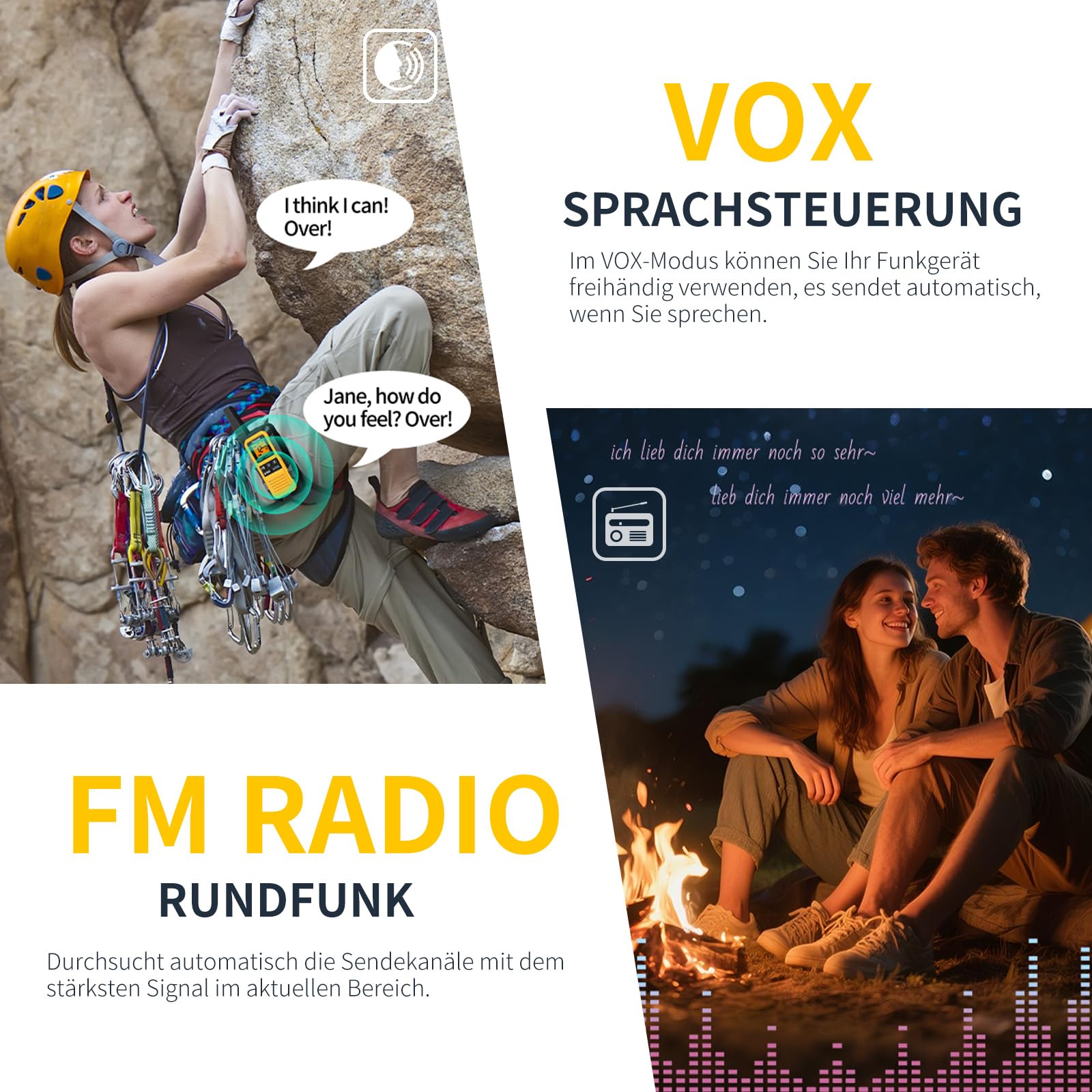 Gaswei G2Pro+ IP67 Wasserdicht Walkie Talkie FM Radio Hohe Reichweite | PMR 446 Profi Funkgerät Set mit VOX & SOS-Alarm,USB-C,Robust & langlebig ideal für Baustelle,Reisen,Camping & Outdoor