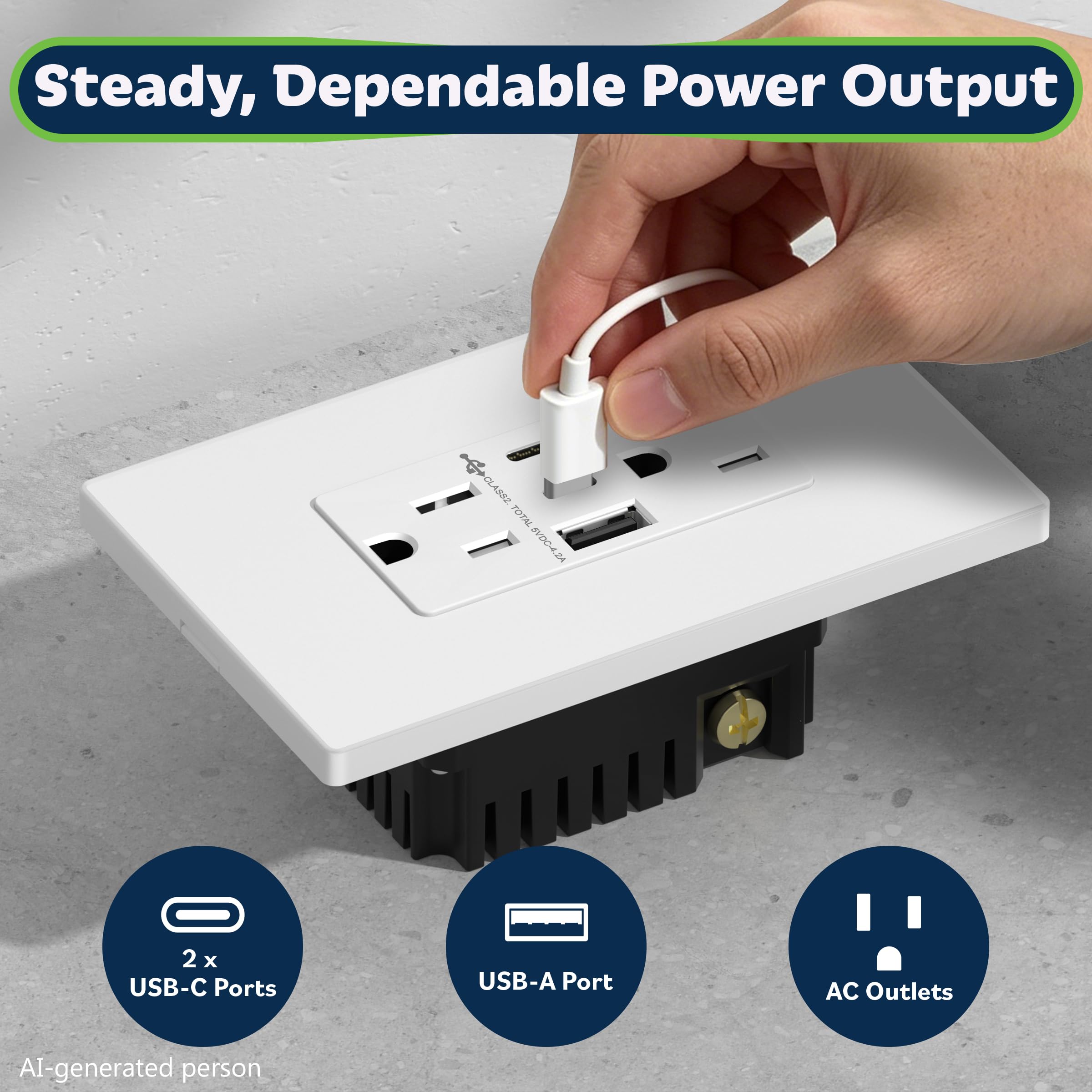 TOPGREENER USB Outlet - Charge 3 Devices! -2