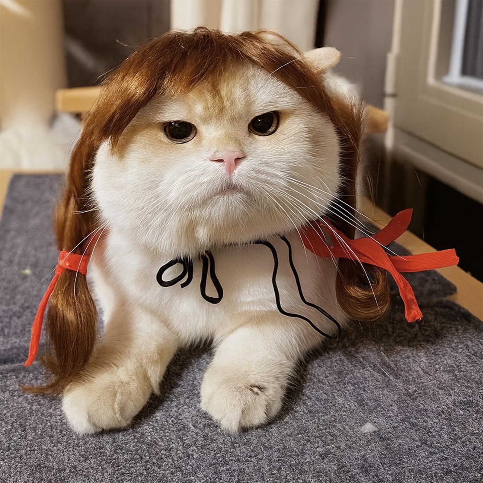 Dog Wig Pet Costumes, Cat Costume Synthetic Accessories Small Dog Headwear for Halloween Christmas Eve Festival Party Decor, Head Wear Apparel Toy (C)