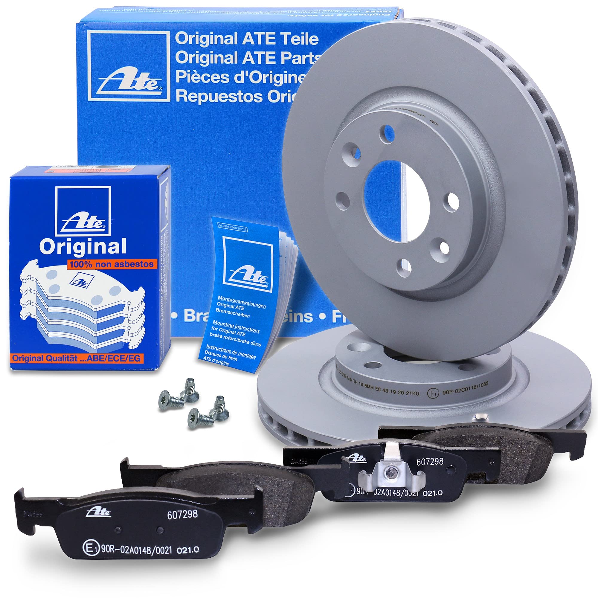 ATE Bremsenset Vorderachse inkl. Bremsscheiben vorne Ø 258 mm belüftet und | Kompatibel mit: DACIA LOGAN II, LOGAN MCV II, SANDERO II, RENAULT TWINGO III, SMART FORFOUR Schrägheck, FORTWO Cabriolet