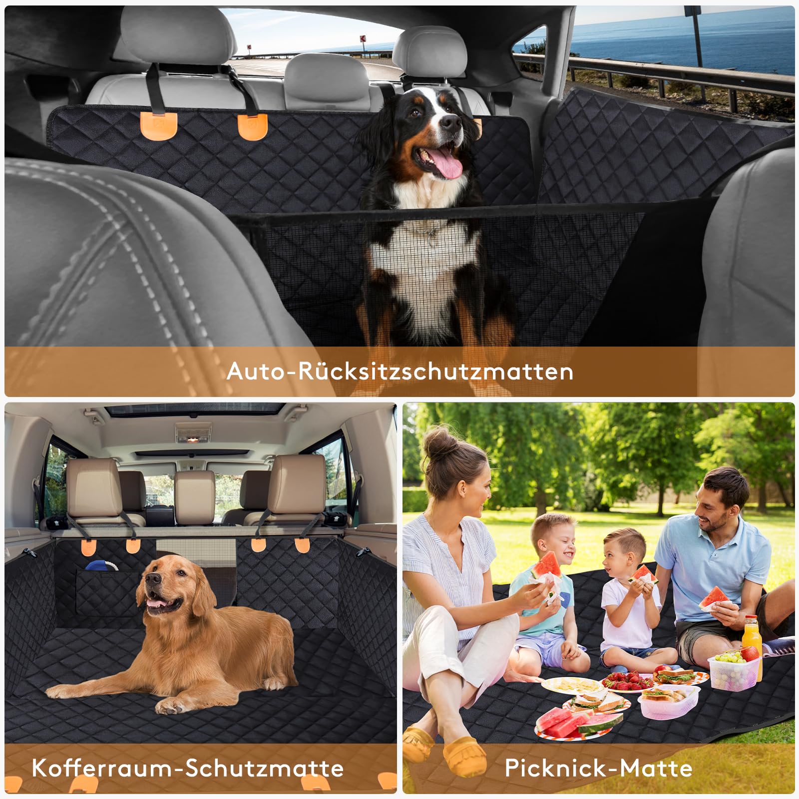 JOEJOY Coprisedile Auto per Cani, Telo Macchina per Cani Sedile Coprisedili Posteriore Rigido Impermeabile Antiscivolo con Finestre a Maglie, Protezione per Sedile per Animali per Auto SUV