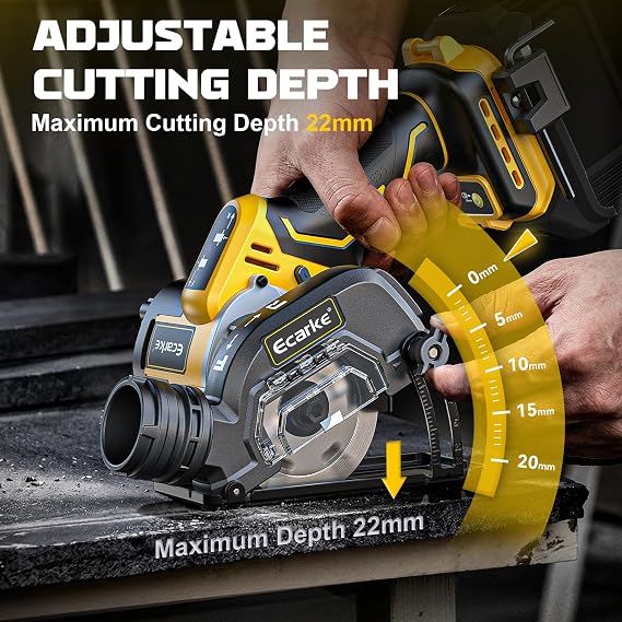 Ecarke Cordless Cut Off Tool Compatible with DeWalt 20V Battery,3 Circular Saw Brushless Motor with Blades, 20,000 RPM Mini Cut Off Tool Kit for Wood Metal Plastic Tile Stone Cutting(Tool Only)