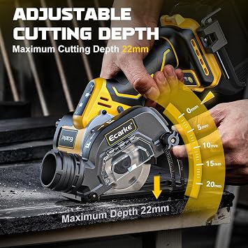 Ecarke Cordless Cut Off Tool Compatible with DeWalt 20V Battery,3 Circular Saw Brushless Motor with Blades, 20,000 RPM Mini Cut Off Tool Kit for Wood Metal Plastic Tile Stone Cutting(Tool Only)