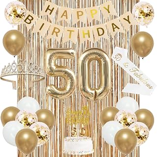Trgowaul 50th Birthday Decorations Gold Set