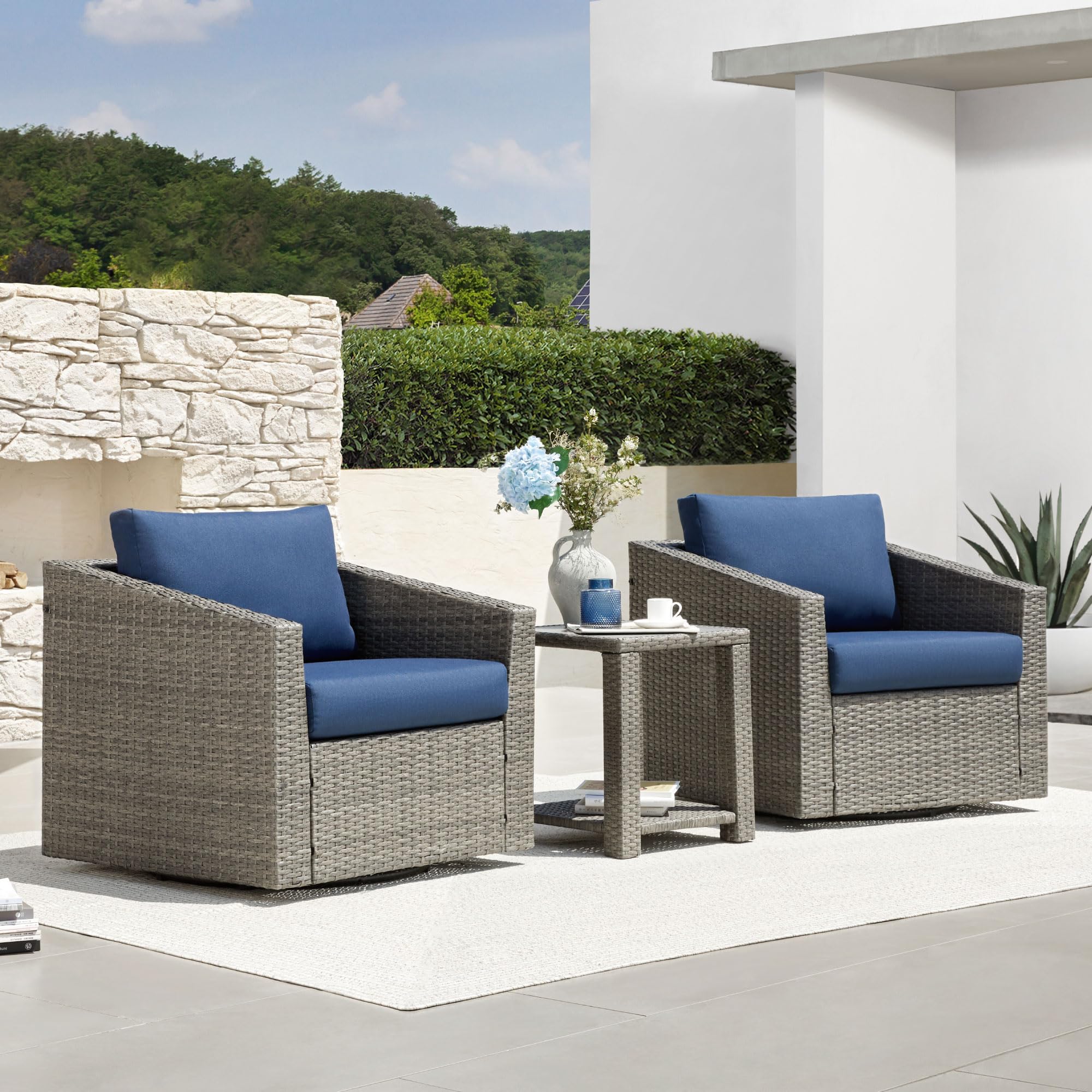 Chita Outdoor Furniture W WARMHOL Pieces Wicker Patio Bistro Set - Main Image