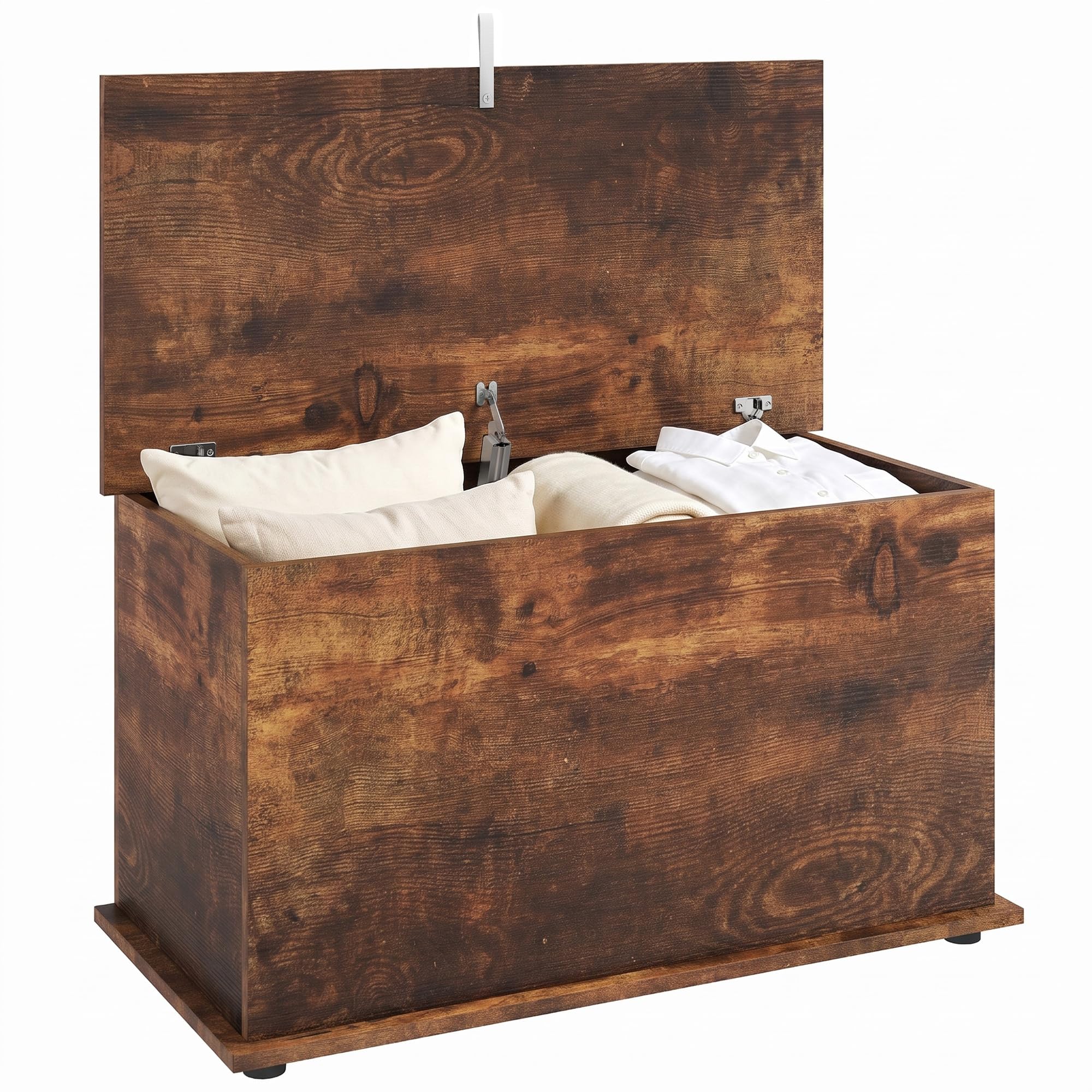 Homcom (Brown) Storage Chest With Safety Hinged Lid, 102L Storage Box