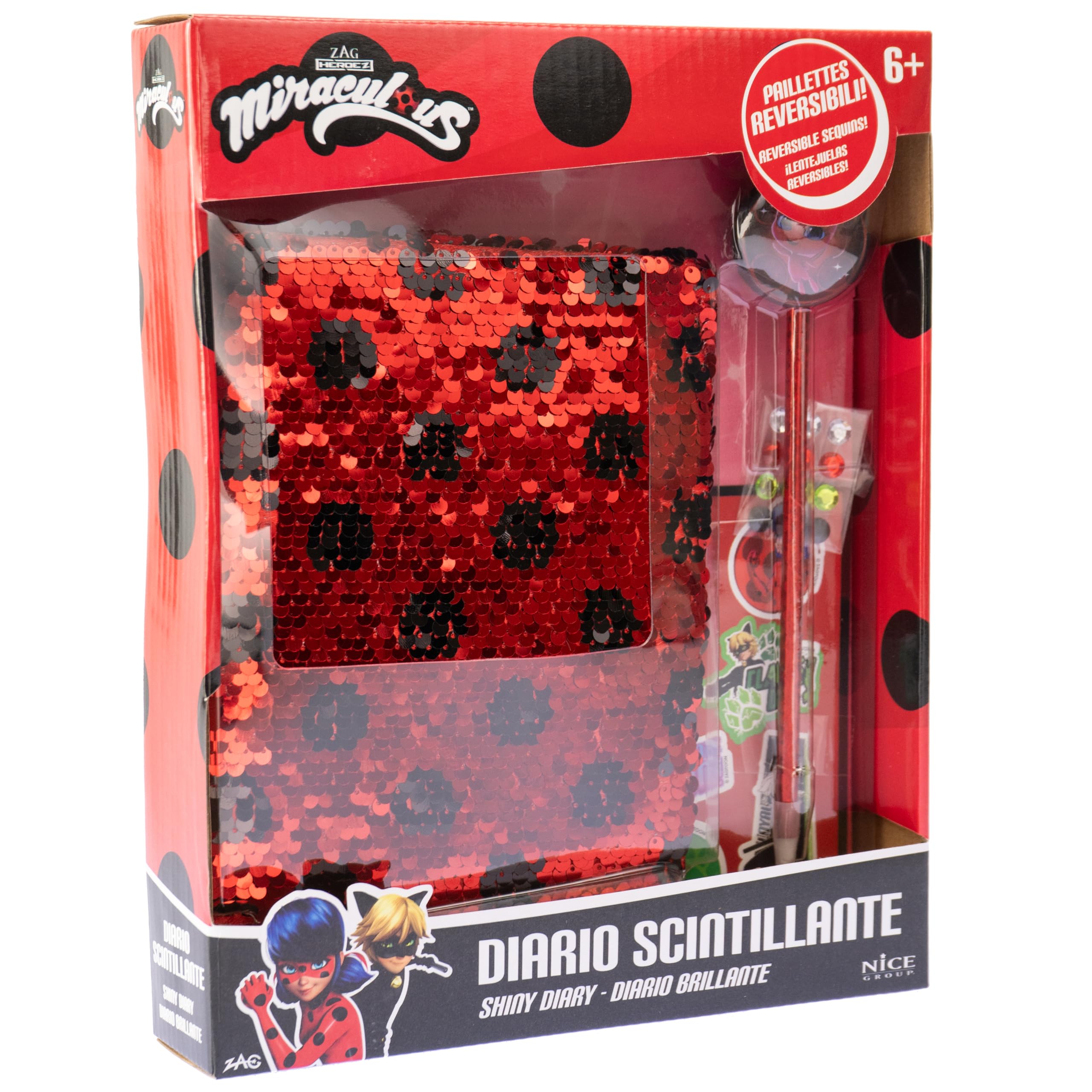 Nice Group - Miraculous Notebook, 1 Diario con Stickers, Penna e Gemme adesive