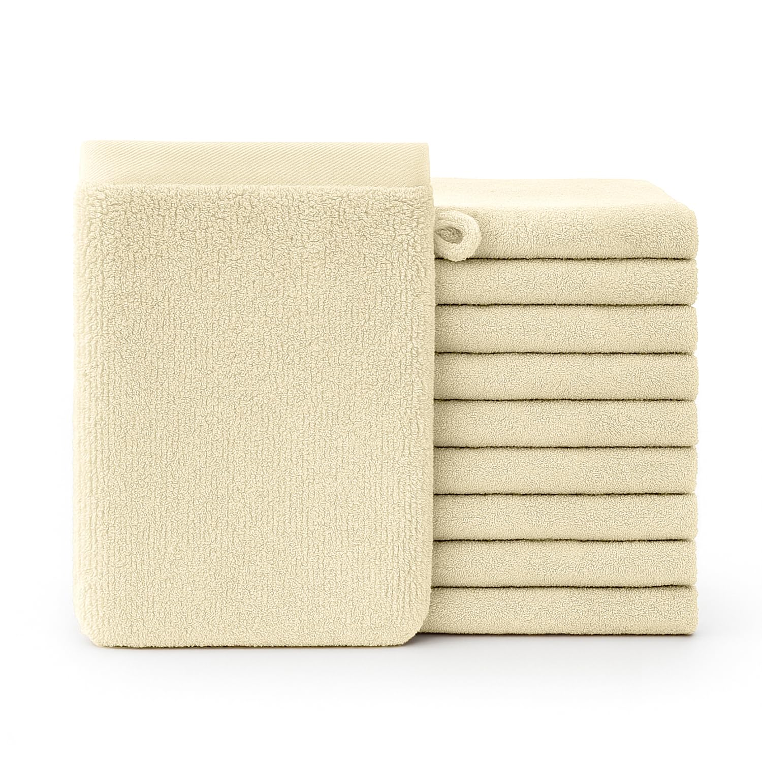 Blumtal Premium Frottier Waschlappen Set 10 teilig 100% Baumwolle - Oeko-TEX zertifizierte Waschlappen 10x (15x20 cm) - saugstarkes Frottier Seiftücher Set waschbar °60 - Seiflappen Beige/Taupe
