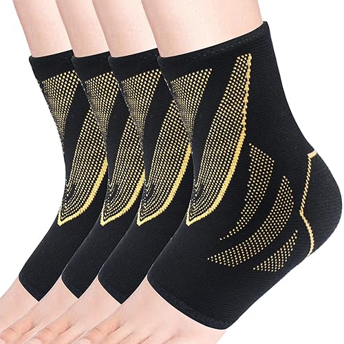 Tobilleras, 2 pares de tobilleras para mujeres y hombres, manga de compresión de tobillo, soporte de tobillo de voleibol para mujeres y hombres,