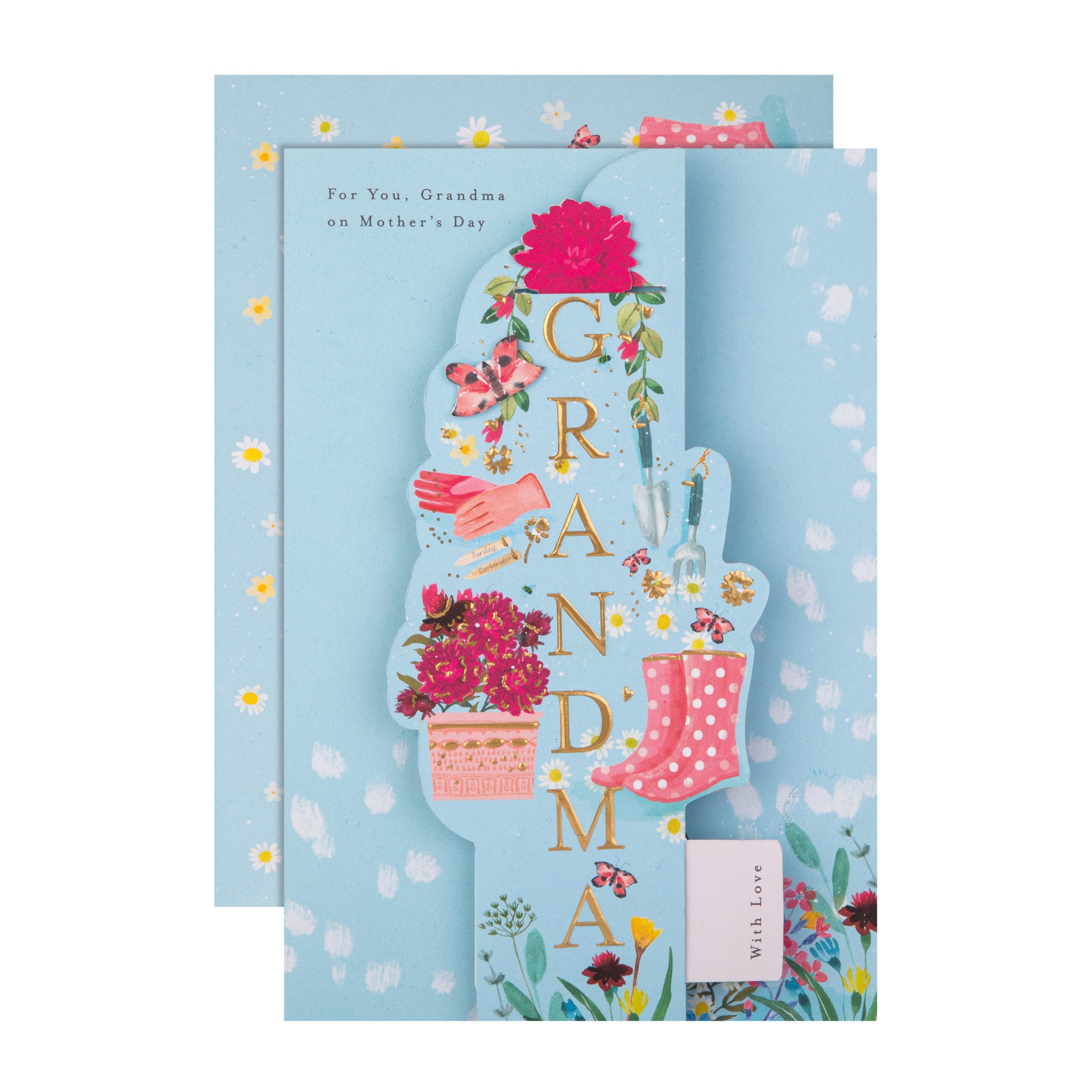 Hallmark Mother's Day Card for Grandma, With Keepsake Bookmark, Floral Design, Heartfelt Verse, Blue