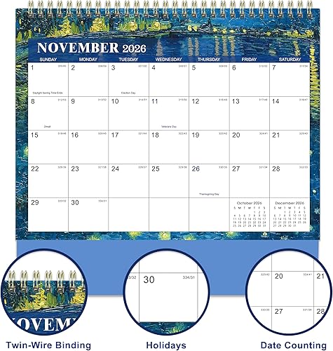 Miniatura 5 de Calendario de escritorio 2026 - de enero de 2026 a diciembre de 2026, calendario de escritorio plegable 2026, calendario de escritorio de 12 meses,