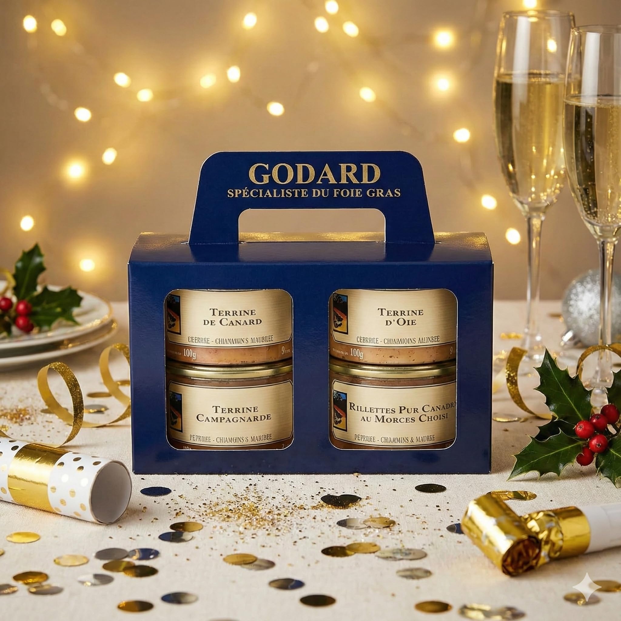 Estuche Godard Especialista del Foie Gras, 4 Terrinas y Rillettes de Paard, 130 g cada una