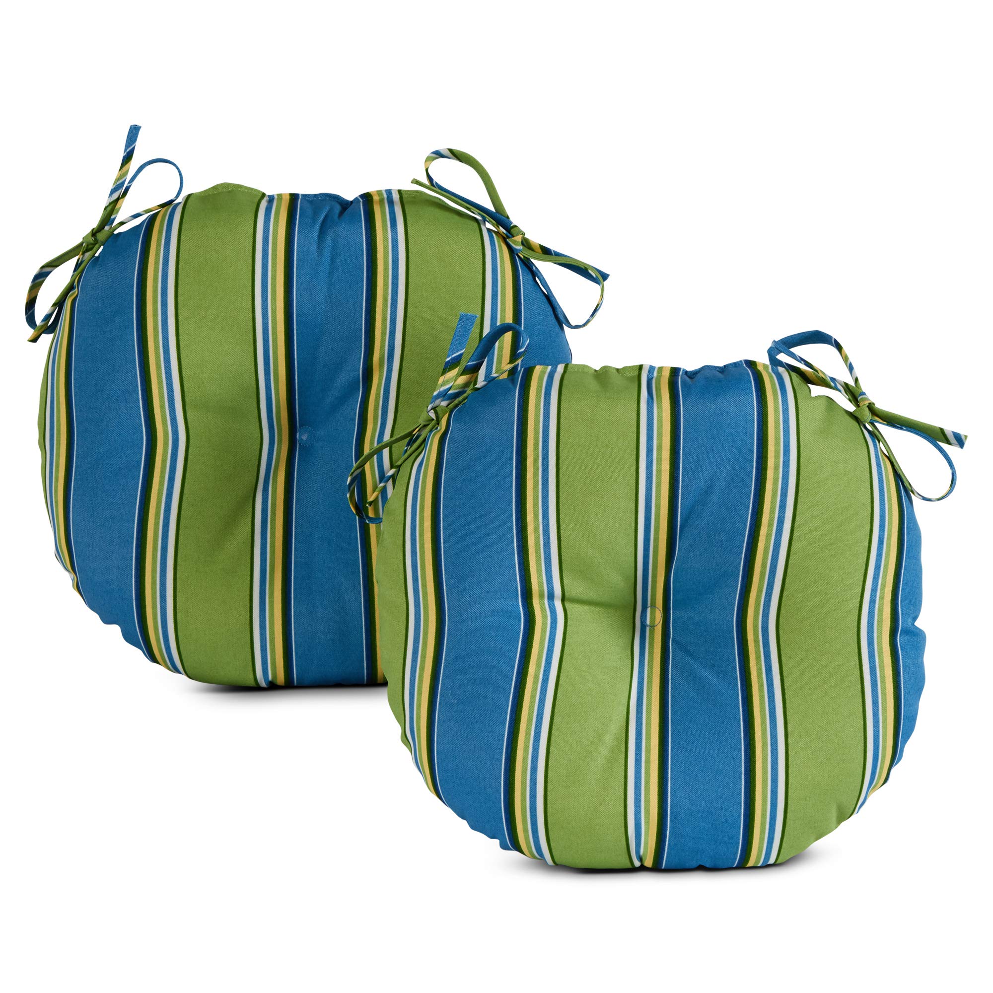Greendale Home Fashions Belize Stripe Outdoor 15-inch Bistro Seat Cushion, Set of 2