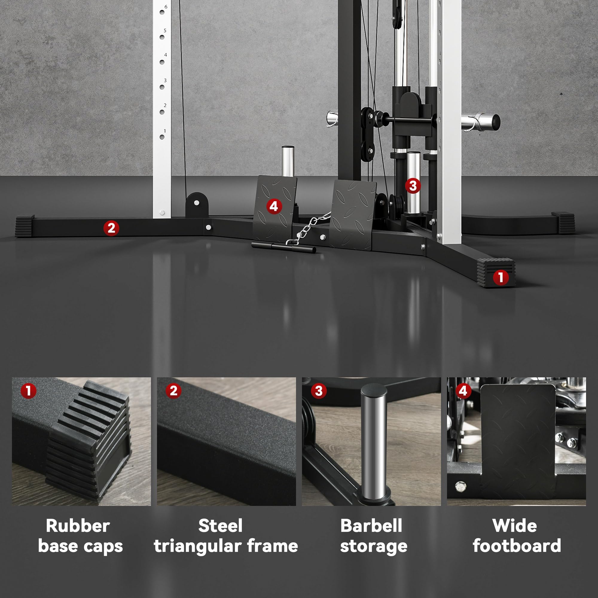 SPORTNOW Power Tower con 15 Posizioni Regolabile, Stazione Fitness con Sbarra per Trazioni e Bilanciere, Palestra Multifunzione in Acciaio, per Home Gym Casa, 170x139x200 cm, Nero