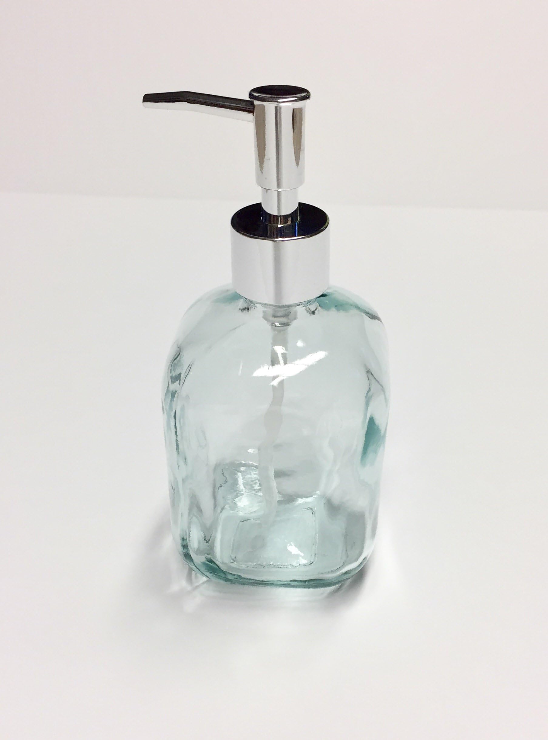 Eco Living Recycled Green Glass Soap Dispenser Chrome Finish Pump Vintage Look 16 OZ
