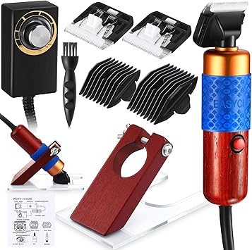 Landhoow Carpet Trimmer with Shearing Guide - 200w Electric Speed Adjustable Rug Tufting, Carver Clippers for Low Noise, Handmade Rug Cleaning and Tuft, 2 Blades, 1 Power Adapter, EtcDark Brown