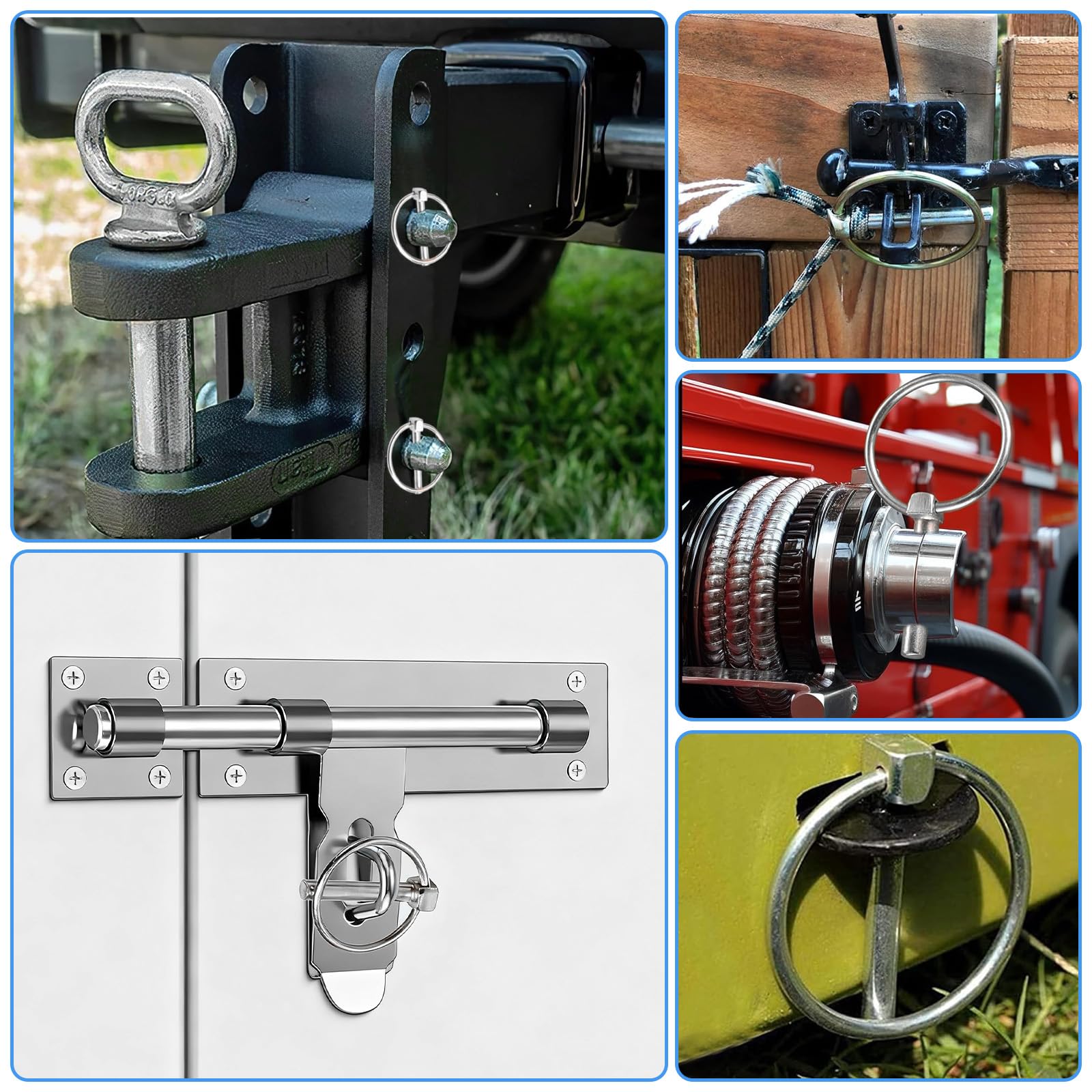 10 Pezzi Perni di Sicurezza Rotondi, 3 mm Acciaio Inossidabile Coppiglie ad Anello Perni, Spine Coppiglie ad Anillo per Navi, Trattori, Camion e Rimorchi (Argento)