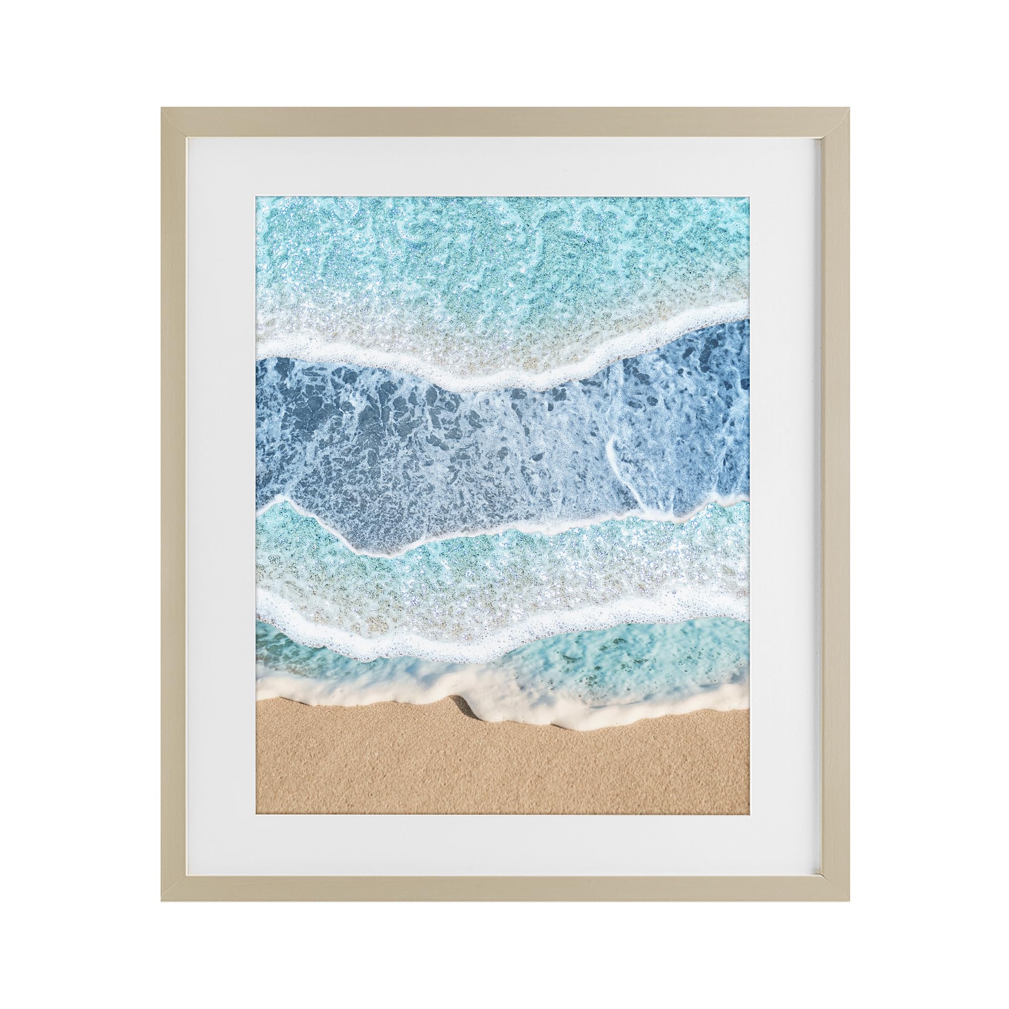 Stupell Industries Harvest Pine (Textured) 'Overlapping Shore Waves'| Framed Print Under Glass
