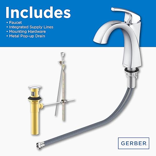 Miniatura 3 de Gerber Grifo de lavabo Vaughn de fontanería con drenaje emergente de metal