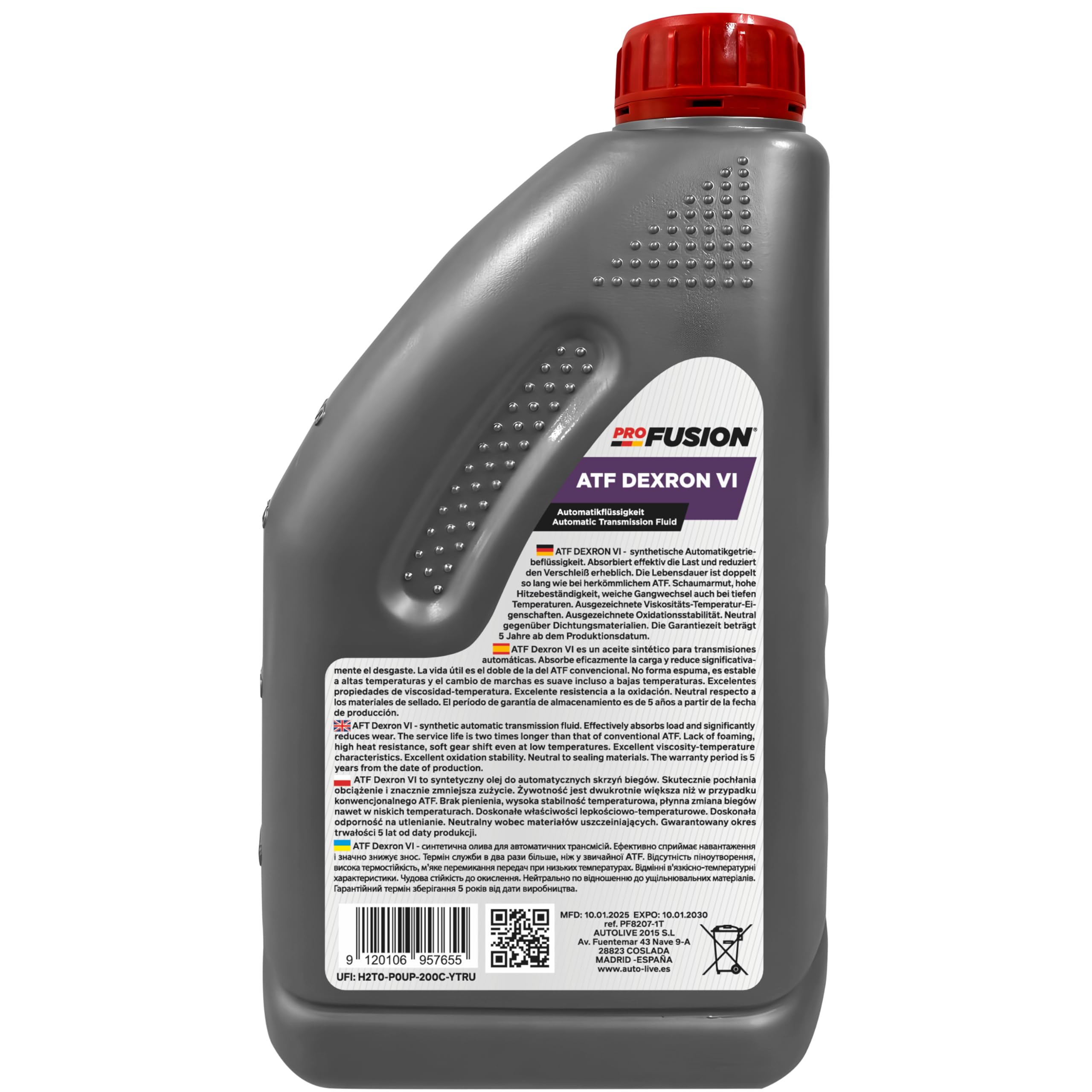ProFusion ATF Dexron VI – Aceite Sintético para Transmisiones Automáticas – Cambio Suave, Dexron 6 Alta Protección y Larga Vida Útil – Pack de 5 x 1L = 5L